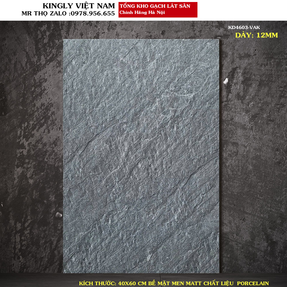 Gạch lát sân chống trơn 40x60 dày 12mm KD4603 Loại 1